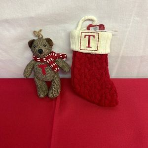 St. Nicholas Christmas Ornaments with the letter T lot of 2